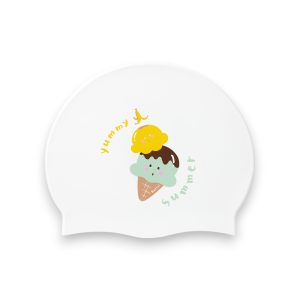 Barrel Icecream Silicone Swim Cap-WHITE