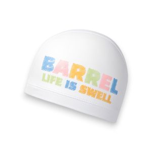 Barrel Kids Crayon Logo Silitex Swim Cap-WHITE
