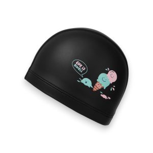 Barrel Kids Double Scoop Silicone Swim Cap-BLACK