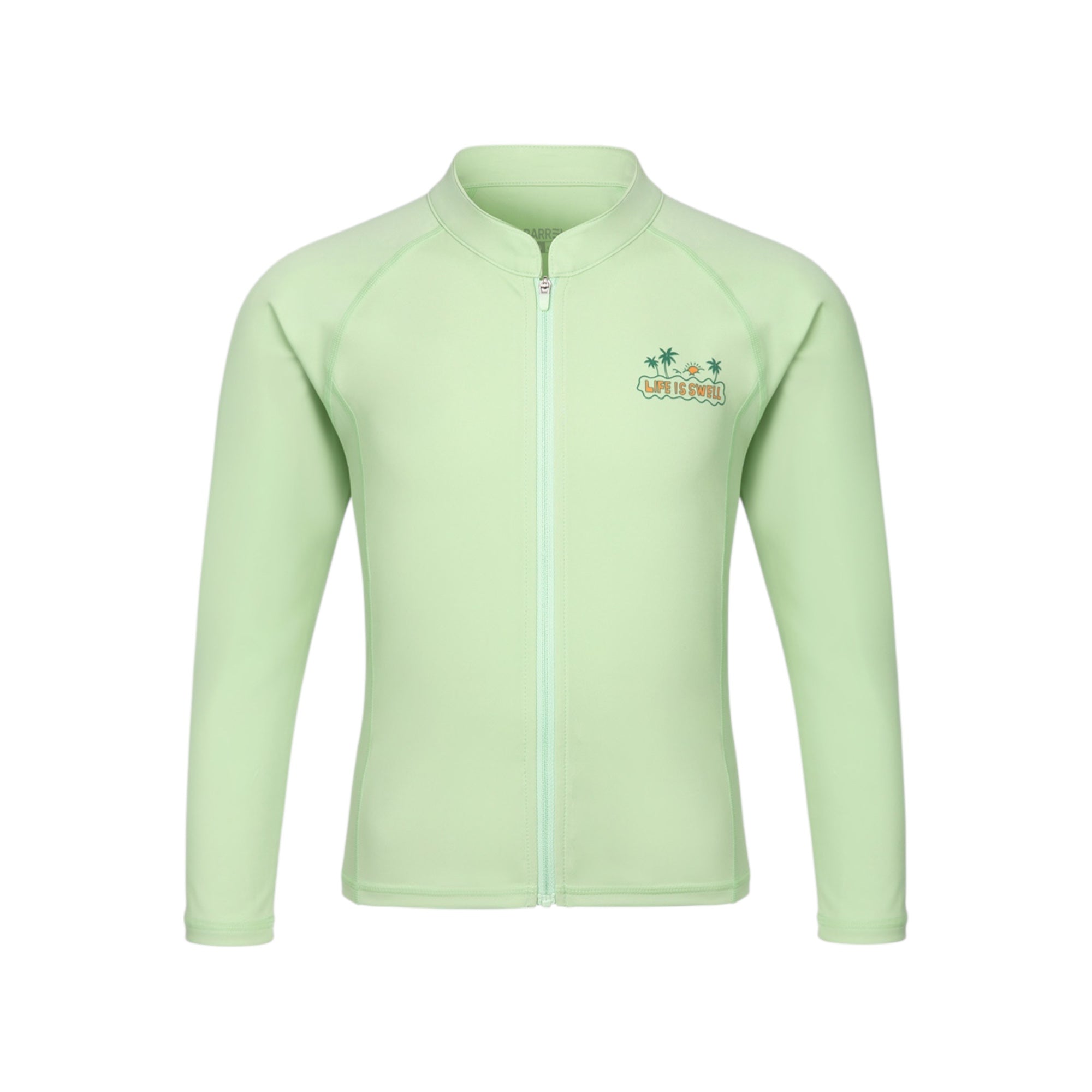 Barrel Kids Essential AW Zip-Up Rashguard-GREEN - Image 3