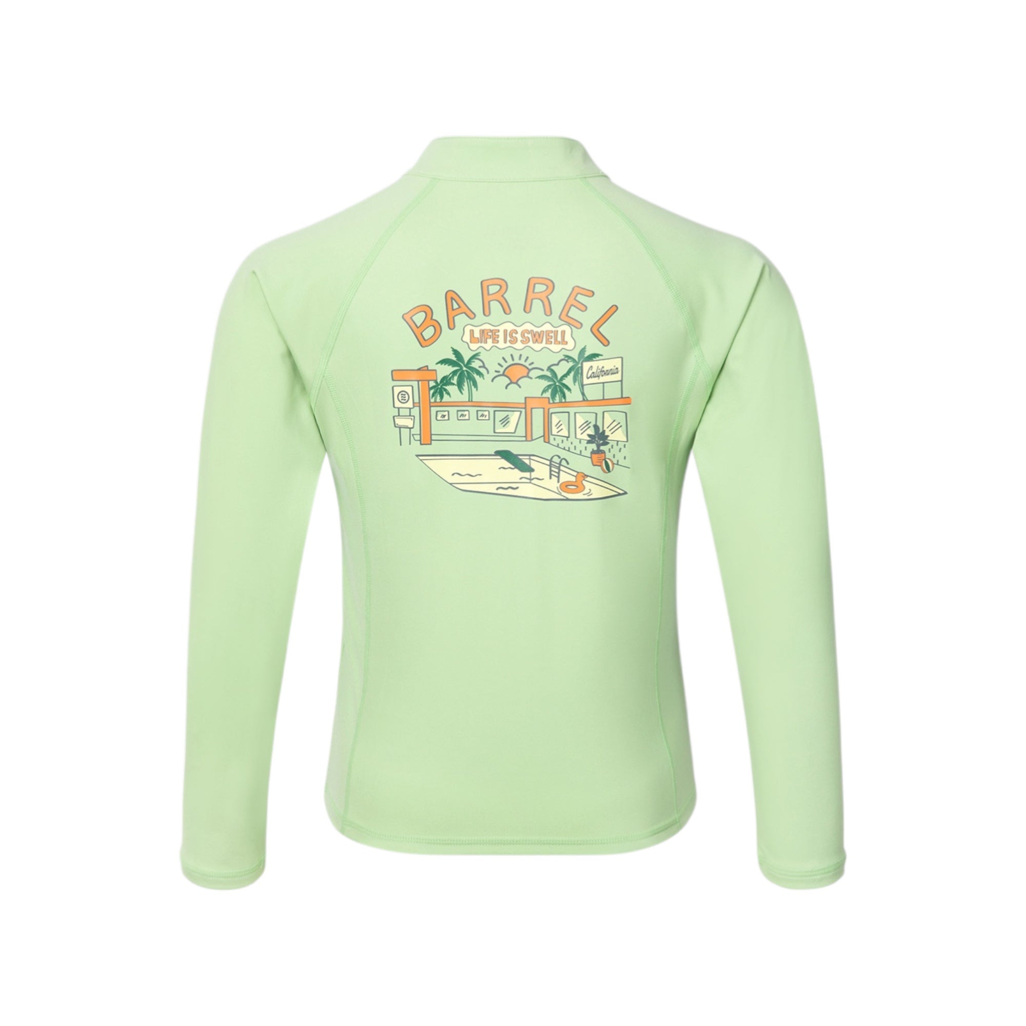 Barrel Kids Essential AW Zip-Up Rashguard-GREEN - Image 4