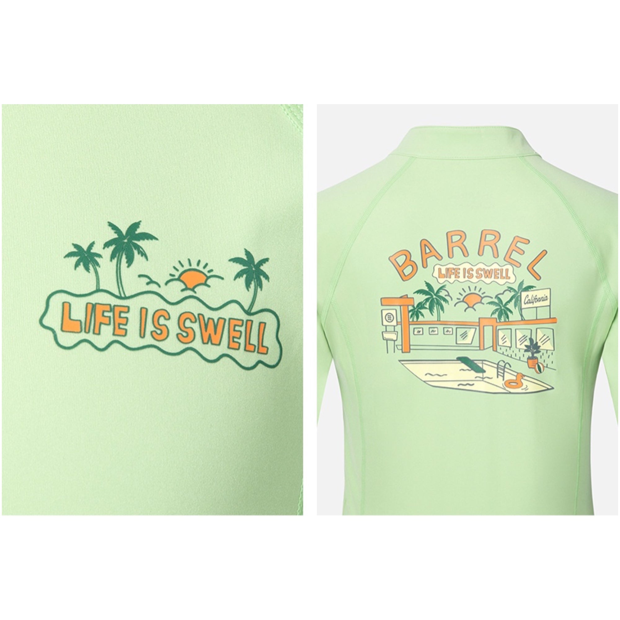 Barrel Kids Essential AW Zip-Up Rashguard-GREEN - Image 5