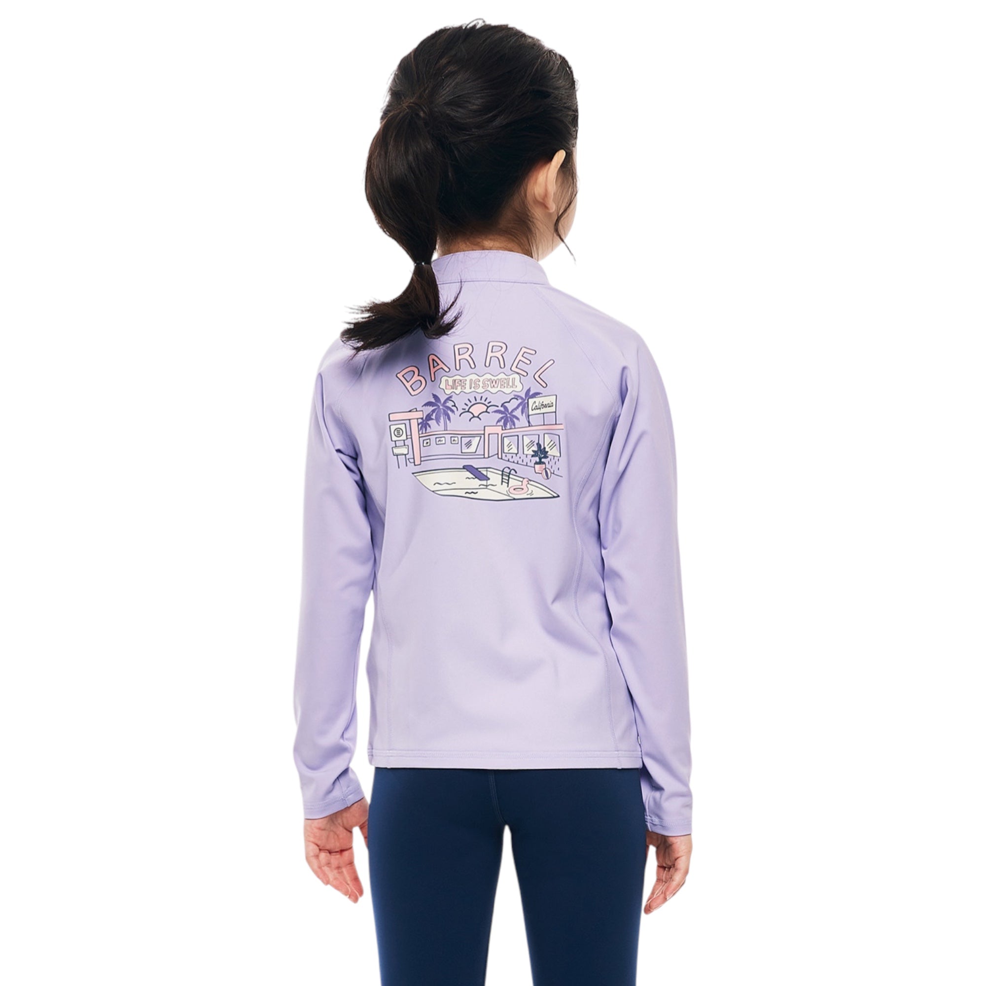 Barrel Kids Essential AW Zip-Up Rashguard-LAVENDAR - Image 2