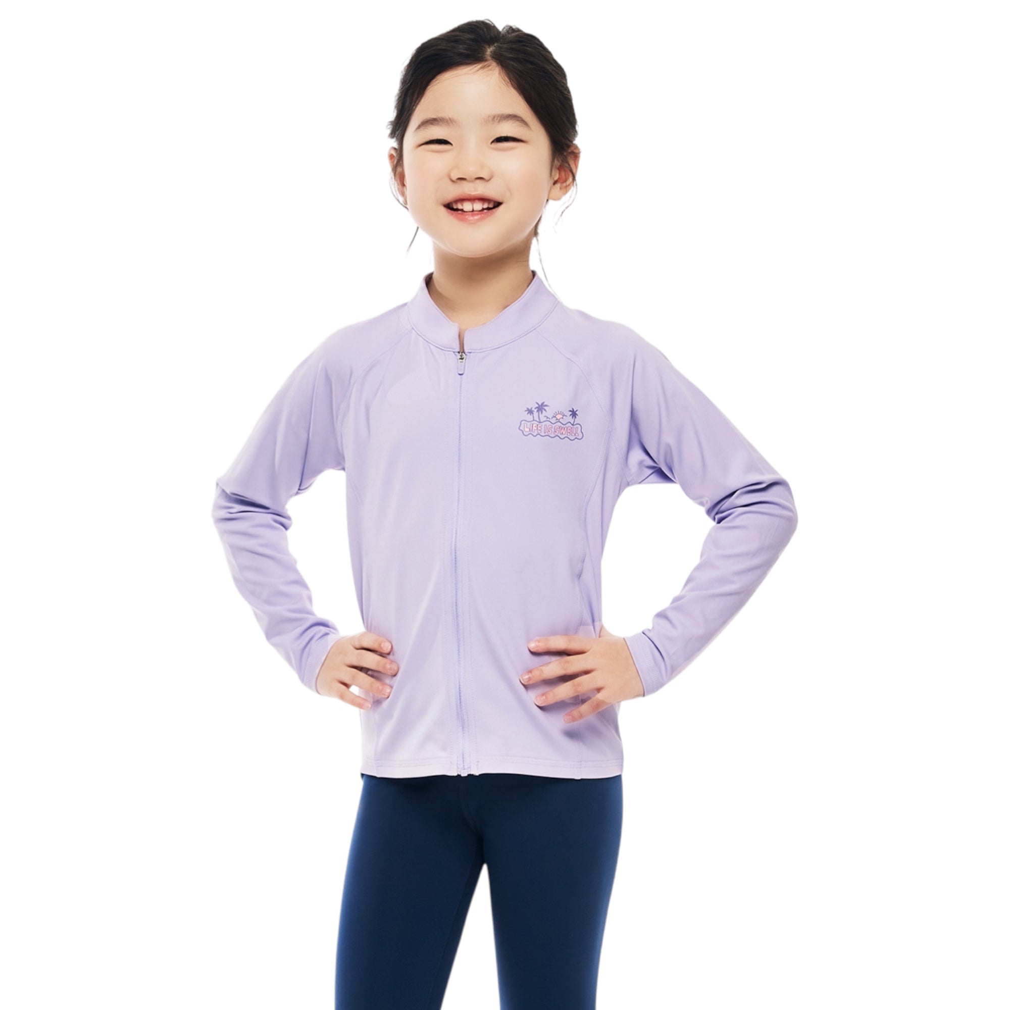 Barrel Kids Essential AW Zip-Up Rashguard-LAVENDAR