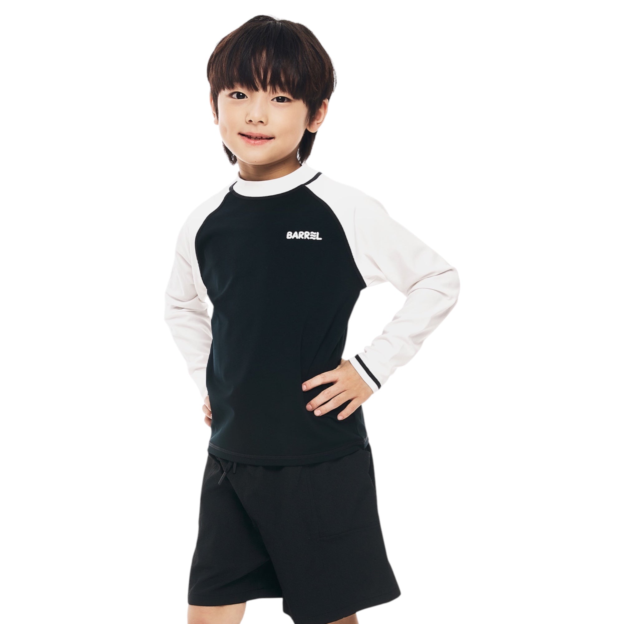 Barrel Kids Essential Colorblock Rashguard-BLACK