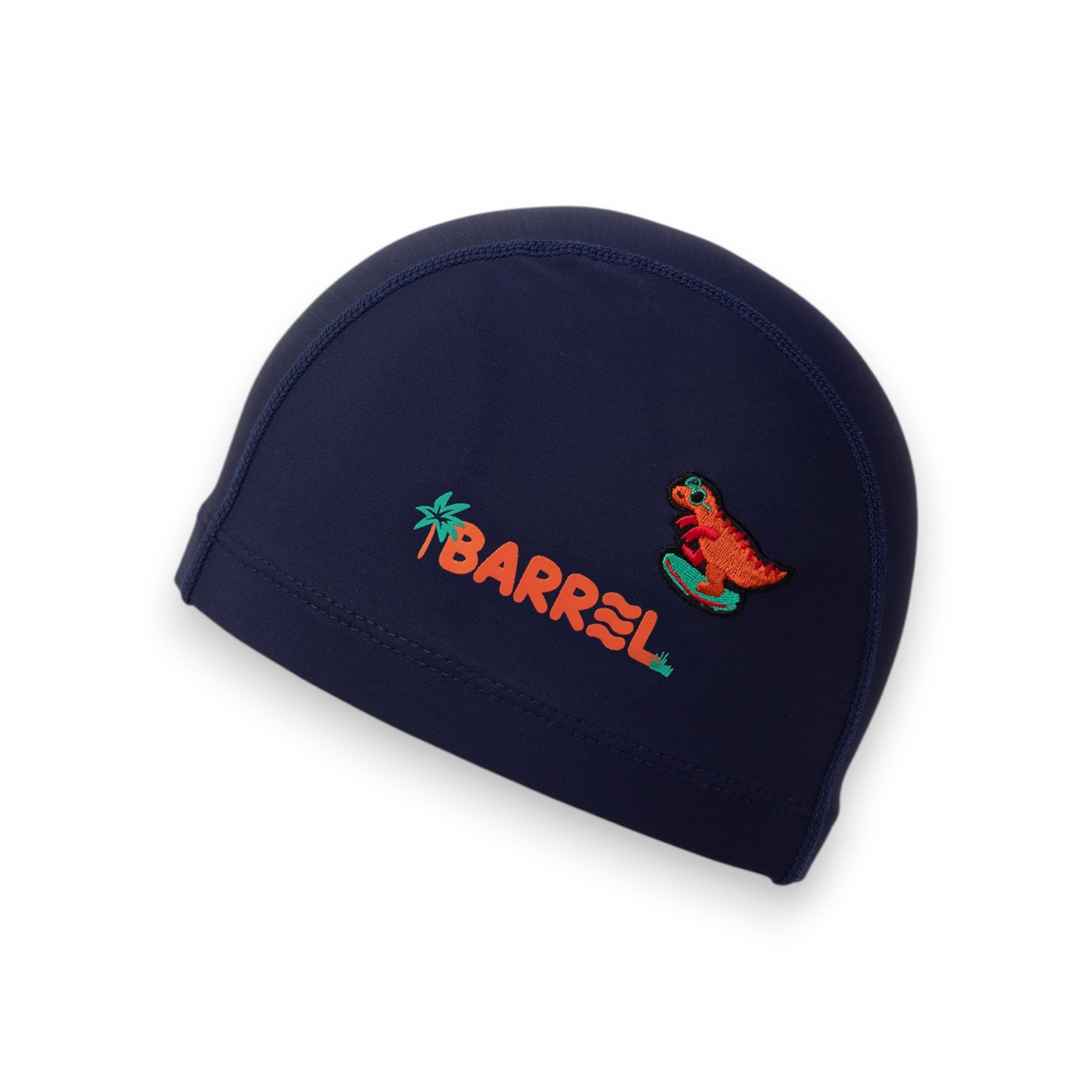 Barrel Kids Surfing Dino Spandex Swim Cap-NAVY