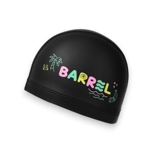 Barrel Kids Vacation Silicone Swim Cap-BLACK
