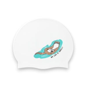 Barrel Otter Silicone Swim Cap-WHITE