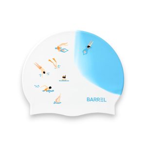 Barrel Snorkeling Points Silicone Swim Cap-BLUE