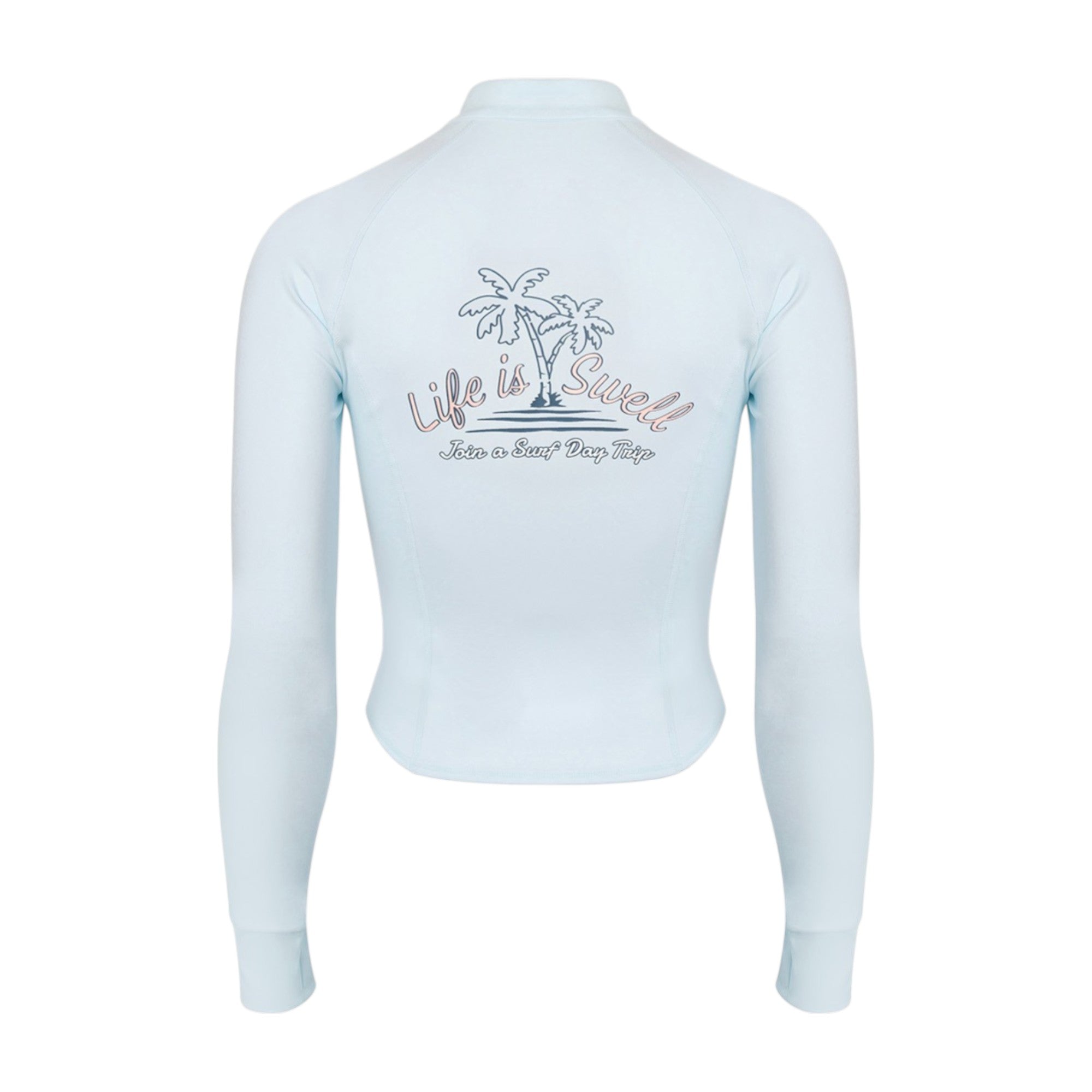Barrel Women Artwork Crop Zip Rashguard-BLUE - Image 3