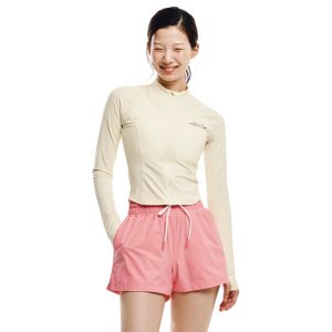 Barrel Women Artwork Crop Zip Rashguard-IVORY