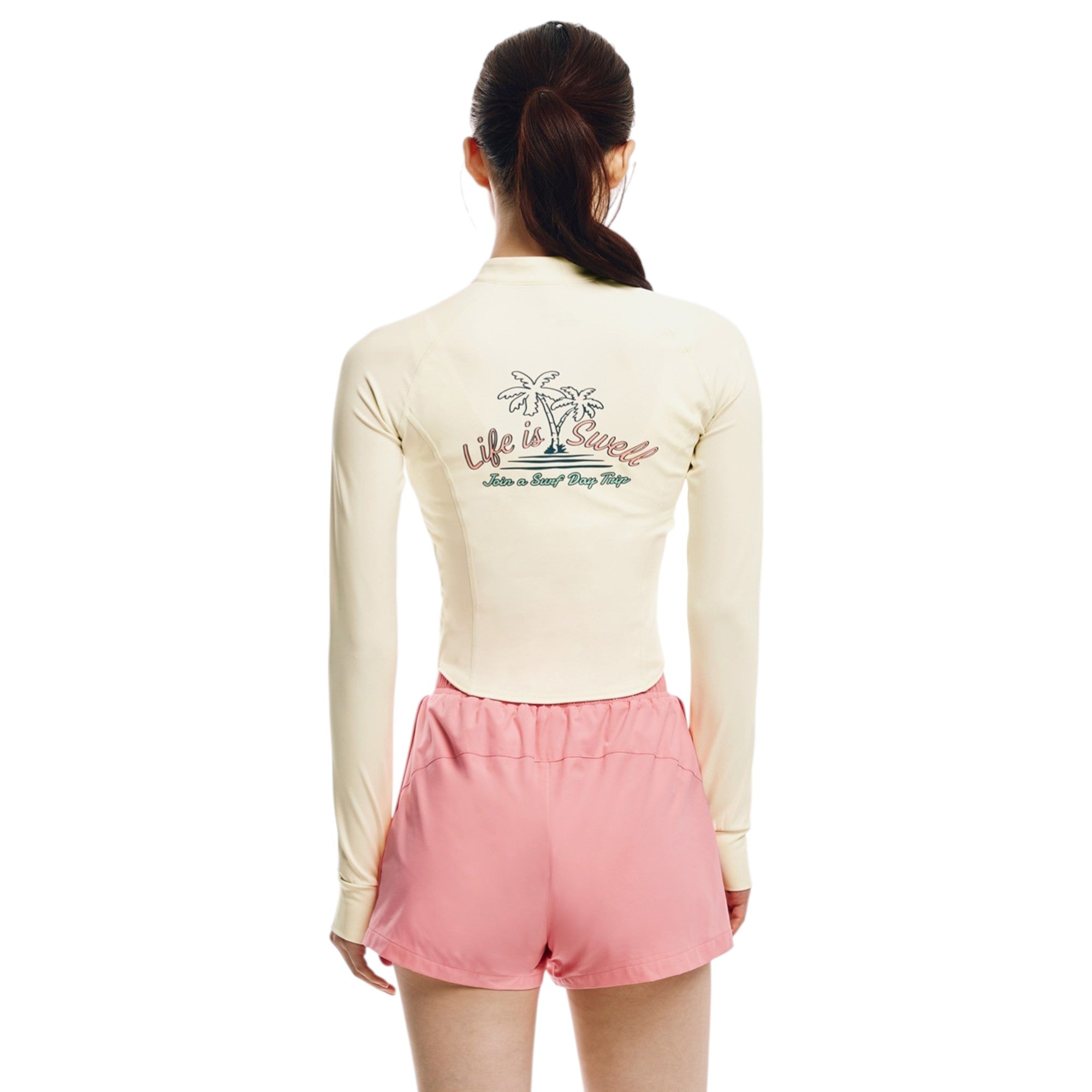 Barrel Women Artwork Crop Zip Rashguard-IVORY - Image 2