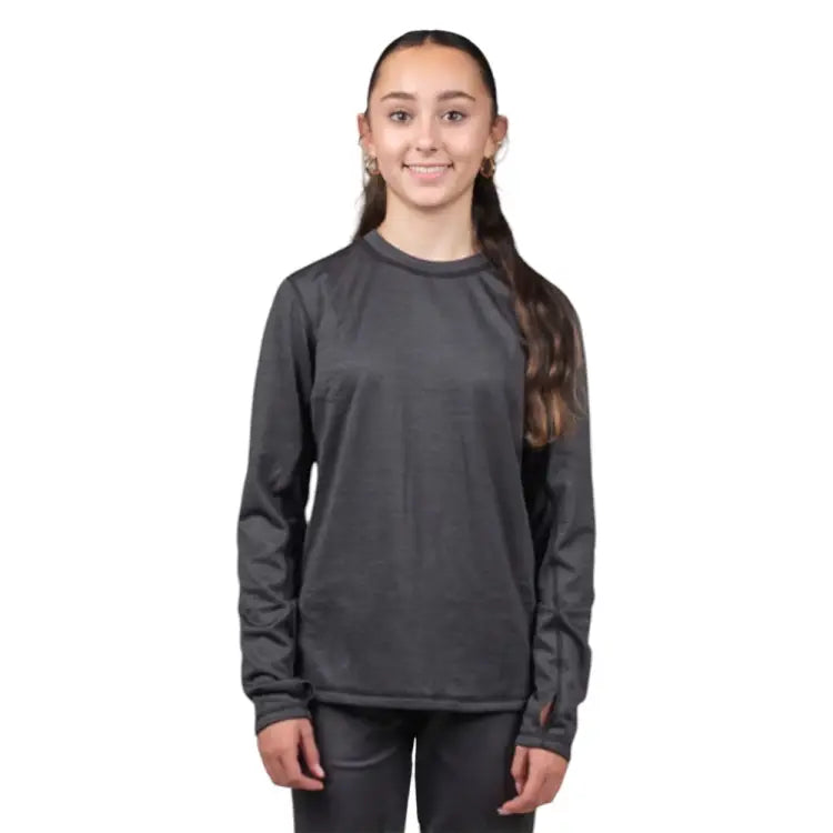 Airhole Women Waffleknit Thermal Top-BLACK