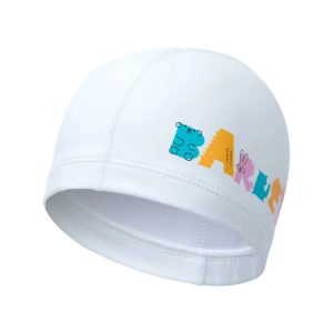 Barrel Kids Animals Silicone Coating Swim Cap-white