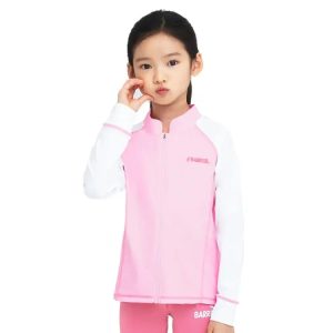 Barrel Kids Essential Zip Up Rash Guard-pink