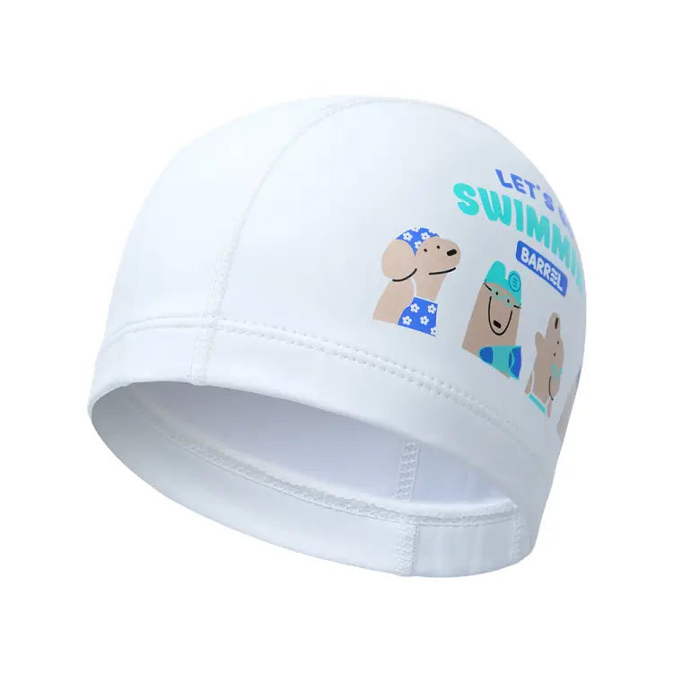 Barrel Kids Puppies Silitex Swim Cap-white