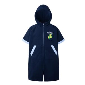 Barrel Kids Solid Zipup Poncho Towel-navy