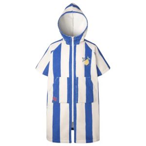 Barrel Kids Stripe Zipup Poncho Towel-blue
