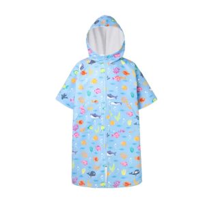 Barrel Kids Tropical Fish Zipup Poncho Towel-blue