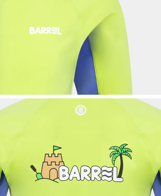 Barrel Kids Tropical Zip-up Rash Guard-green - Image 5