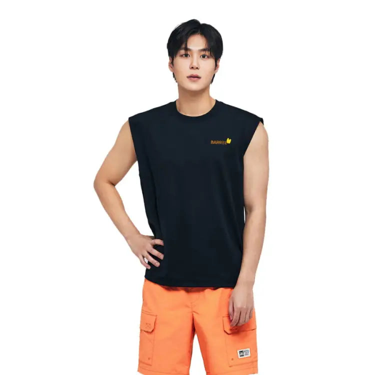 Barrel Men Tropical Sleeveless Rash Guard-black