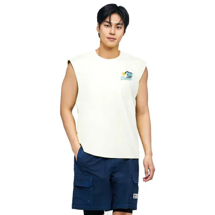 Barrel Men Tropical Sleeveless Rashguard-ivory