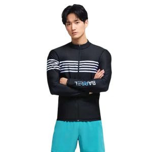 Barrel Mens Ocean Zipup Rashguard-black