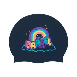 Barrel Rainbow Silicone Swim Cap-navy