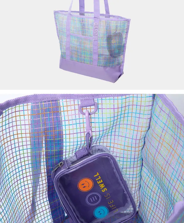 Barrel Surfer Mesh Beach Bag-lavender - Image 5