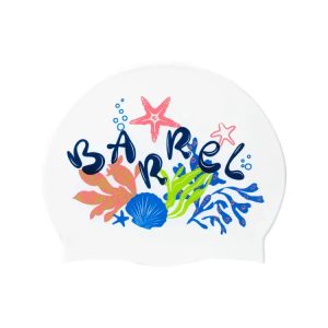 Barrel Under the Sea Silicone Swim Cap-white