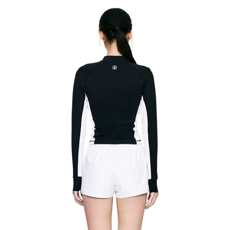 Barrel Women Color Scheme Crop Zip Rashguard-black - Image 2