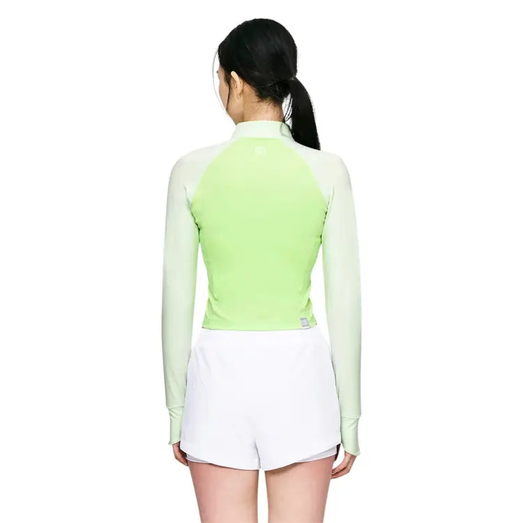 Barrel Women Color Scheme Crop Zip Rashguard-lime - Image 2