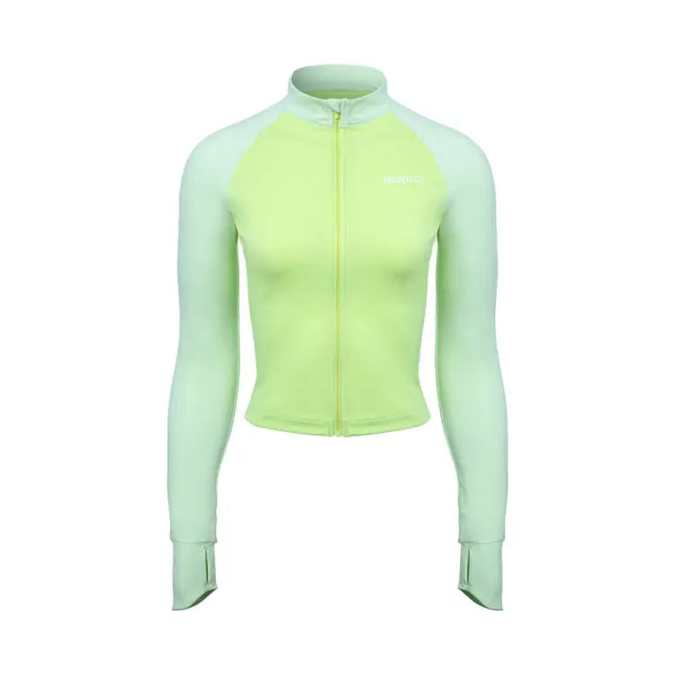 Barrel Women Color Scheme Crop Zip Rashguard-lime - Image 4