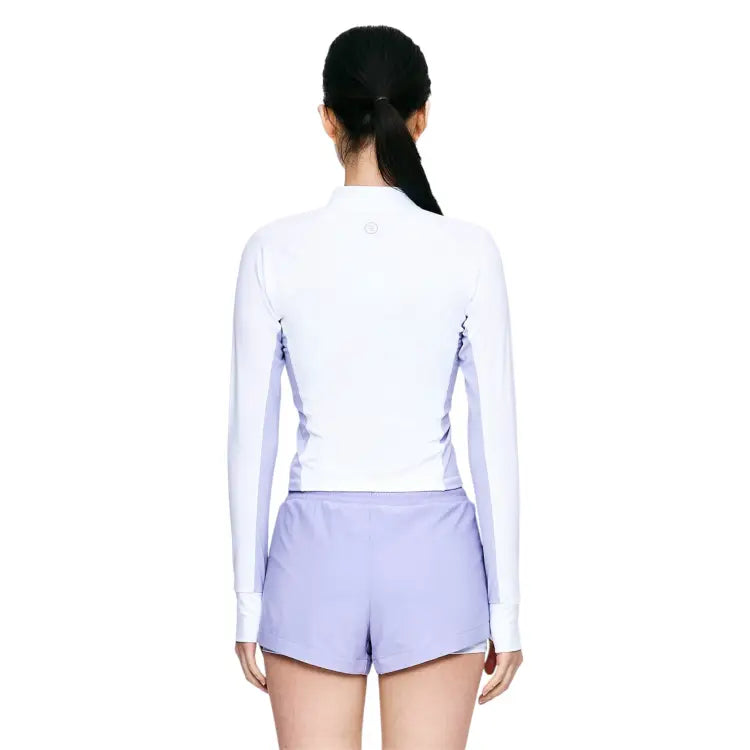 Barrel Women Color Scheme Crop Zip Rashguard-white - Image 2