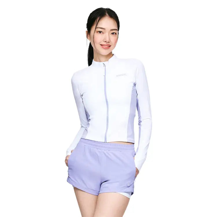 Barrel Women Color Scheme Crop Zip Rashguard-white
