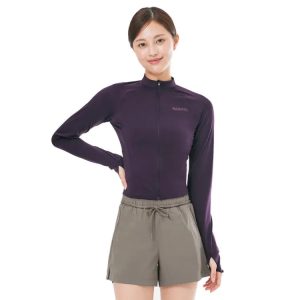 Barrel Women Essential Crop Zip Rashguard-burgundy