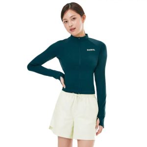 Barrel Women Essential Crop Zip Rashguard-green