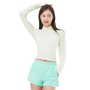Barrel Women Essential Crop Zip Rashguard-IVORY