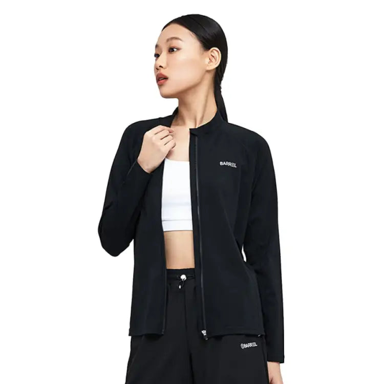 Barrel Women Essential Relax Fit Zip Up Rash Guard-black