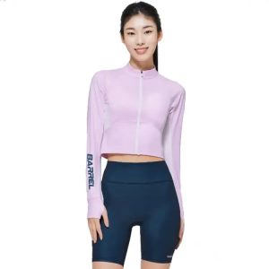 Barrel Women Motion Crop Zip-up Rashguard-pink