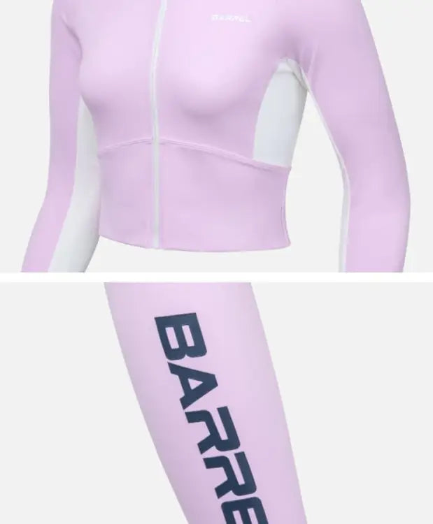 Barrel Women Motion Crop Zip-up Rashguard-pink - Image 7