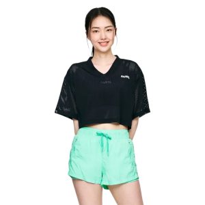 Barrel Women Motion Mesh Crop Cover Up-black