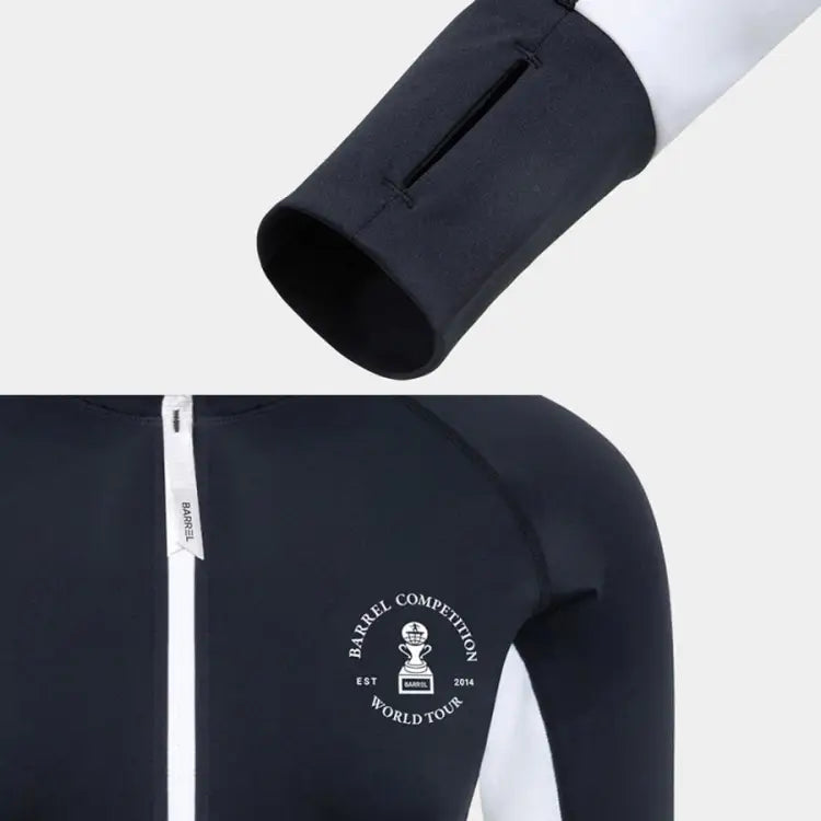 Barrel Women Nautical Crop Zipup Rashguard-black - Image 5