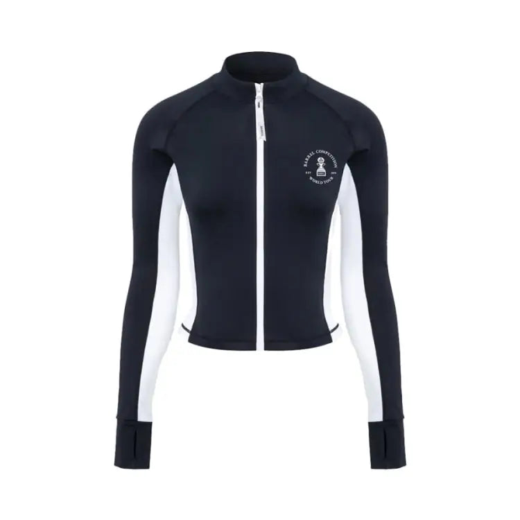 Barrel Women Nautical Crop Zipup Rashguard-black - Image 2