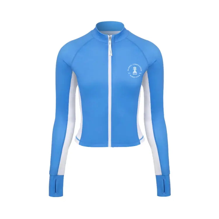 Barrel Women Nautical Crop Zipup Rashguard-blue - Image 2