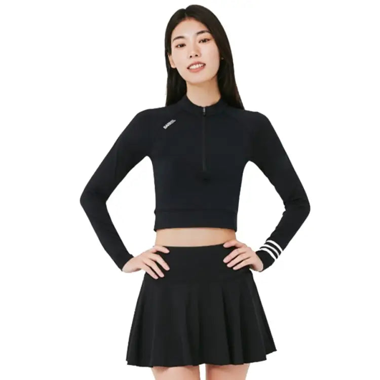 Barrel Women Resort Half Zip Crop Rashguard-black