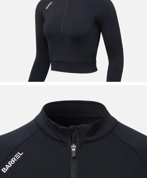 Barrel Women Resort Half Zip Crop Rashguard-black - Image 5