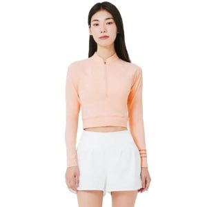 Barrel Women Resort Half Zip Crop Rashguard-peach