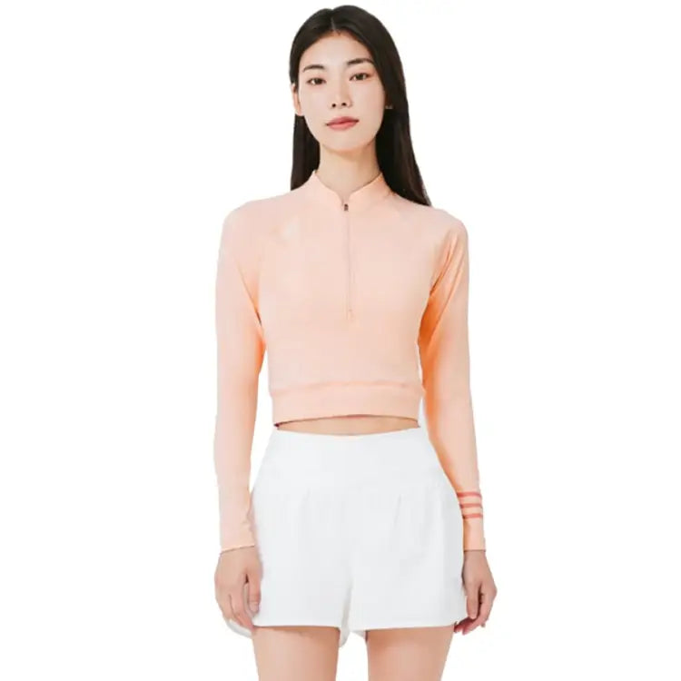 Barrel Women Resort Half Zip Crop Rashguard-peach