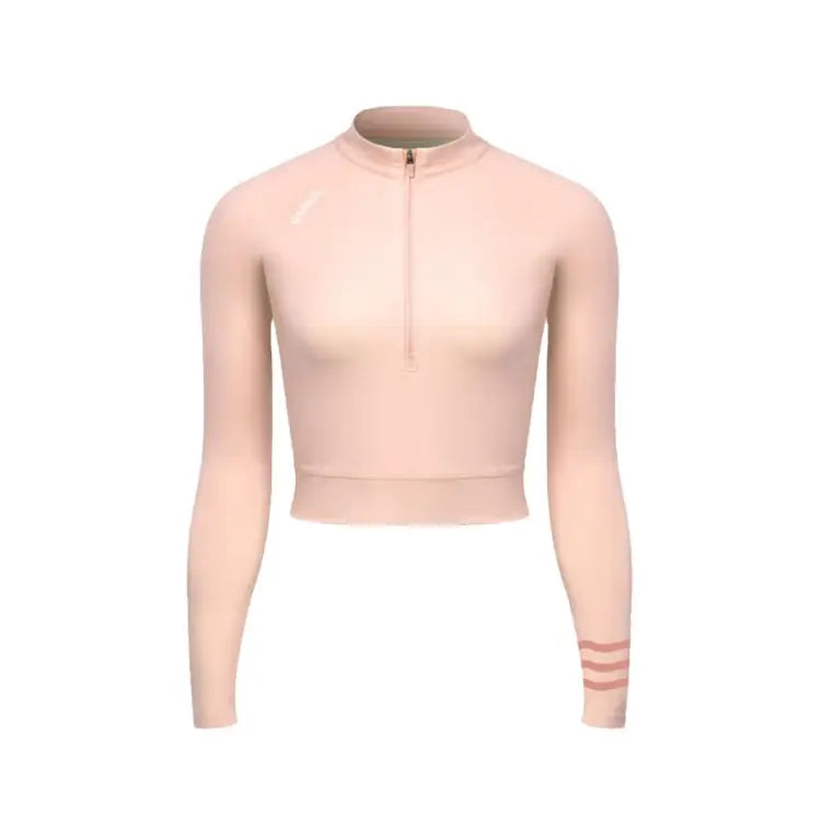 Barrel Women Resort Half Zip Crop Rashguard-peach - Image 2